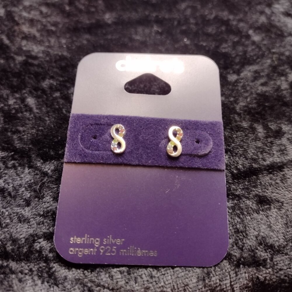 New Claires 2 Pair Infinity Tulips Flower 925 Sterling Silver Stud Cute Earrings - Picture 3 of 3